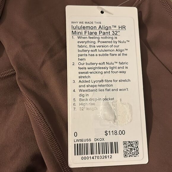 NWT Lululemon Align High-Rise Mini Flare Pant 32” in Dark Oxide - Picture 9 of 9